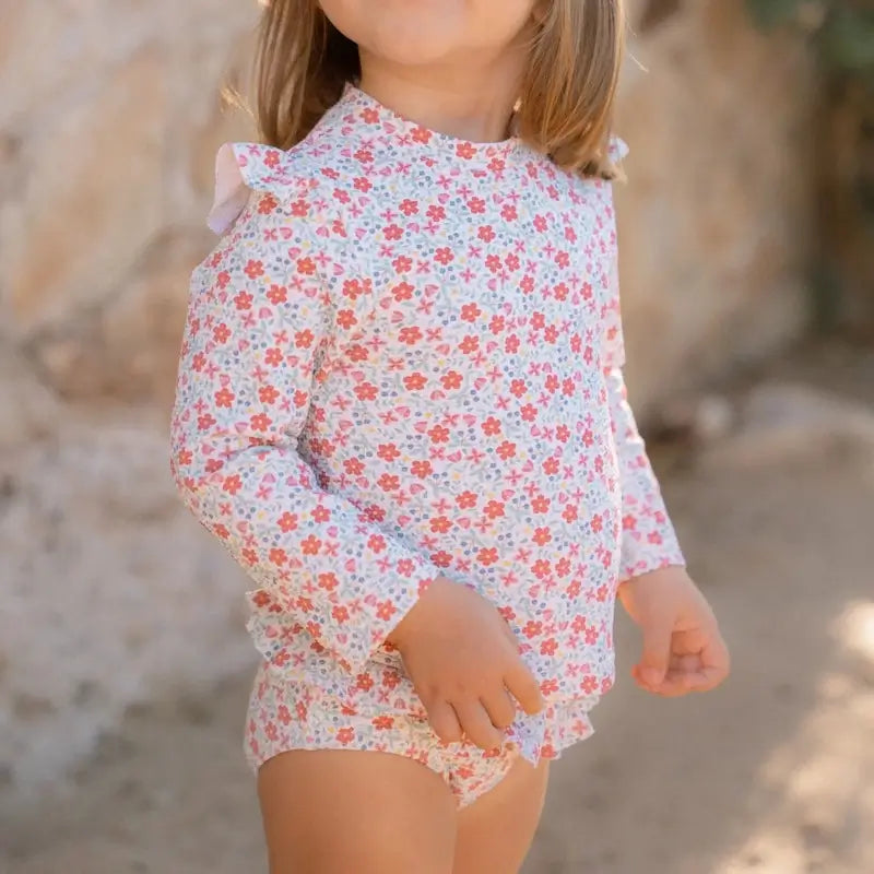 Little Dutch Μπλουζάκι μακρυμάνικο με προστασία UV Sunny Flowers Multi-colour