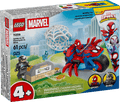 The Lego® Spidey on his motorcycle vs Rino