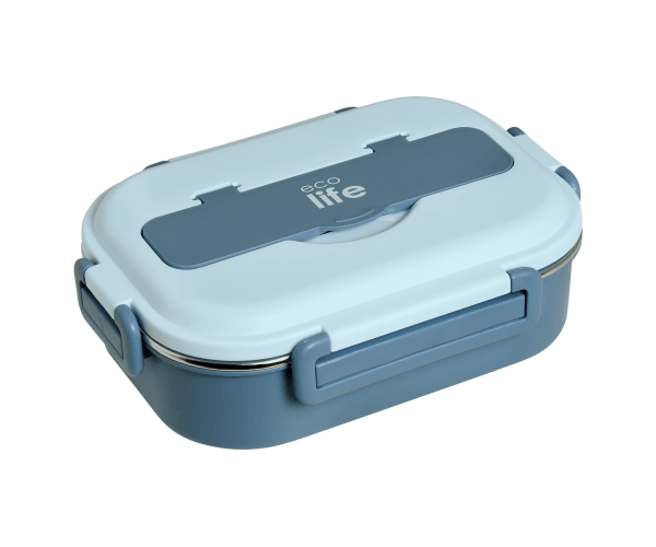 Eco life Ανοξείδωτο Φαγητοδοχείο Με Χώρισμα 3 Θέσεων Blue 1Lt 