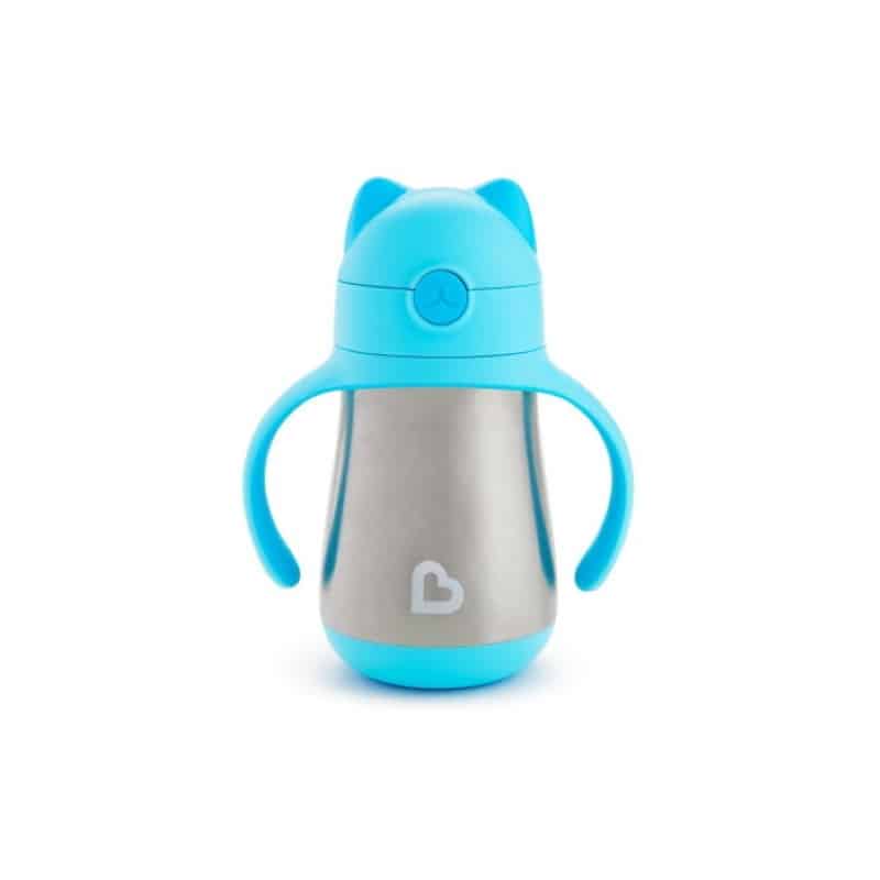 Munchkin Cool Cat Stainless Straw Cup  Light Blue