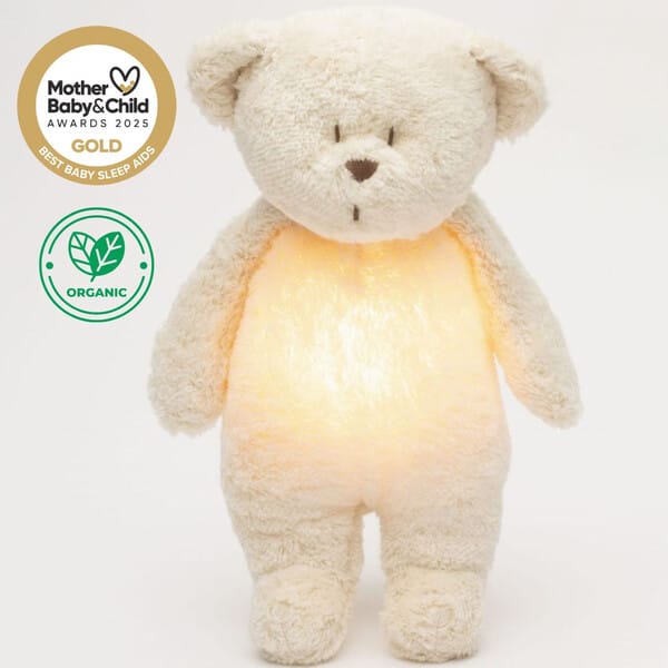 MOONIE 2.0: Επαναφορτιζόμενο βοήθημα ύπνου με ηχογράφηση & αισθητήρα κλάματος – Οργανικό βαμβάκι Beige