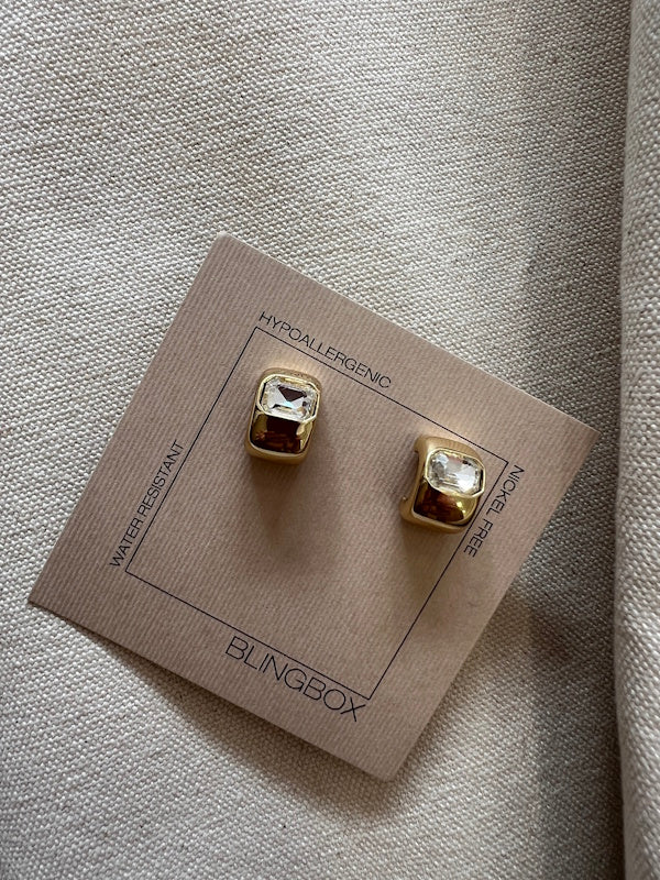 Crystal Mini Hoops in Gold