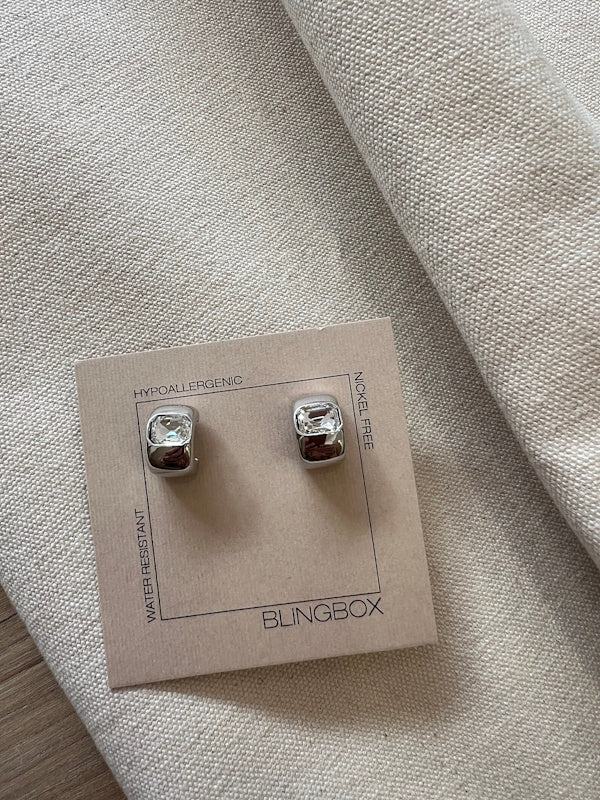 Crystal Mini Hoops in Silver