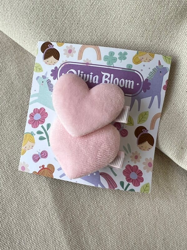 Olivia Bloom Felt Heart Set in Pink