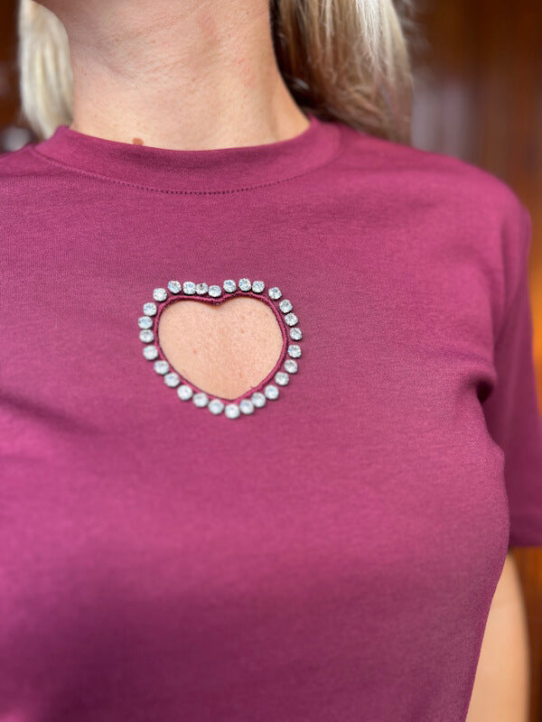 Crystal Love Tee in Wine