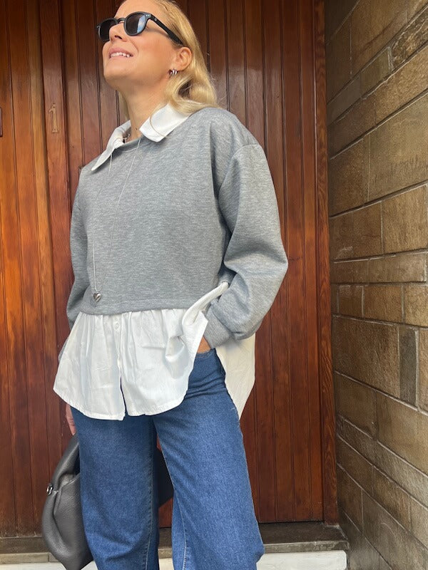 May Layer top in Grey