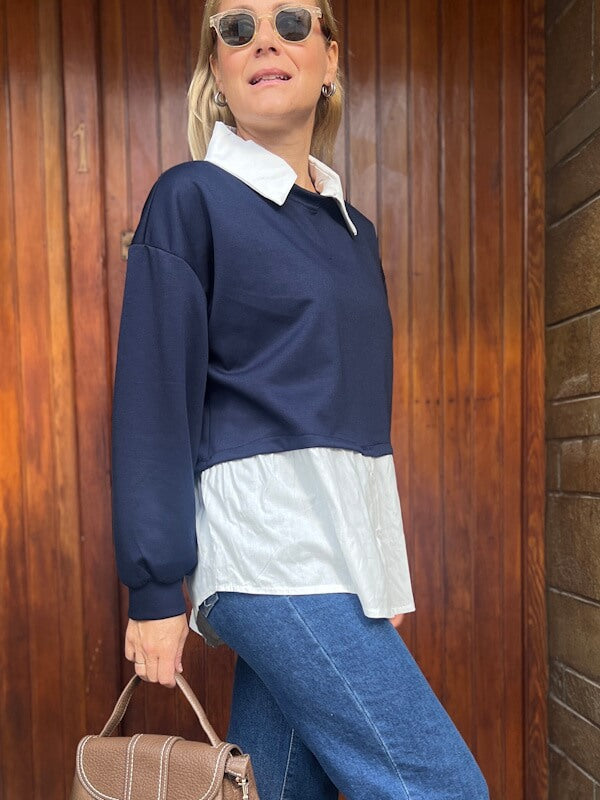 May Layer top in Navy