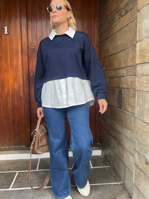 May Layer top in Navy