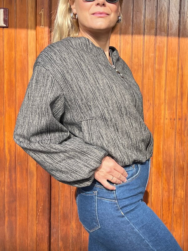 Short Bomber Jacket in Grey