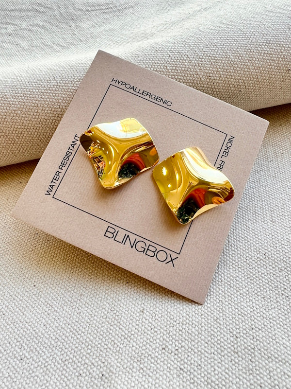 Square Dime Earrings - Gold