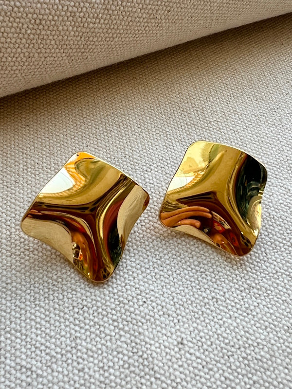 Square Dime Earrings - Gold