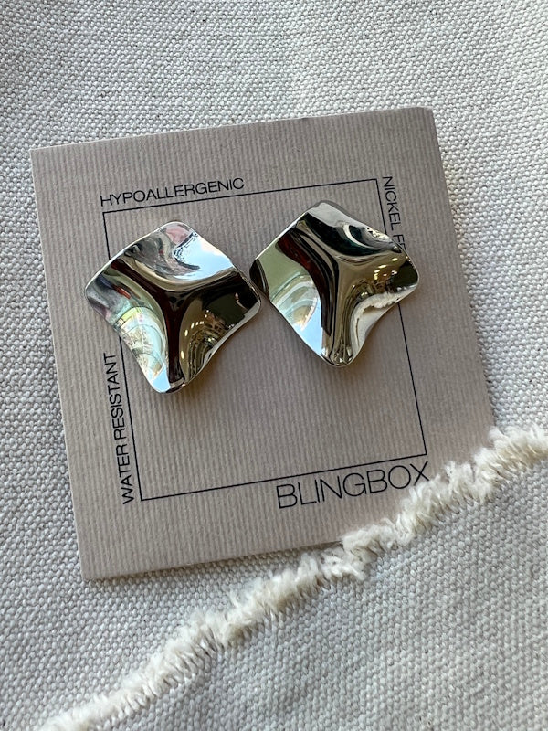 Square Dime Earrings - Silver