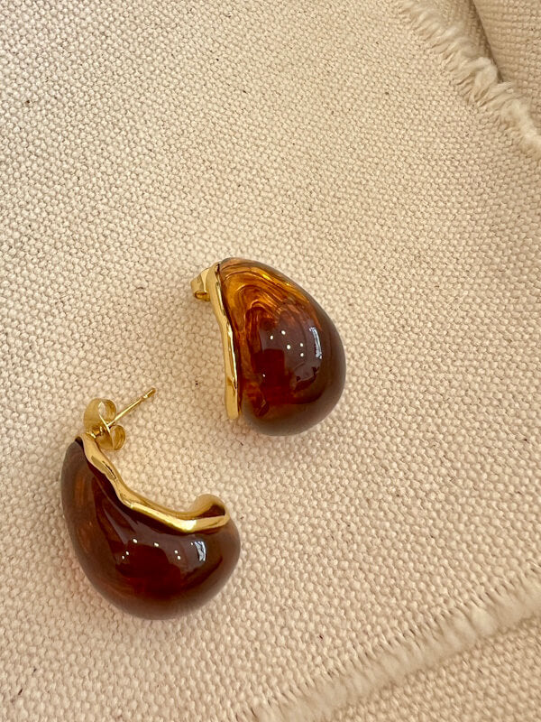 Dasper Stone Earrings in Chocolate