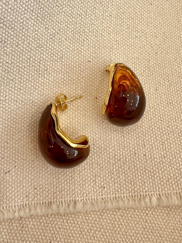 Dasper Stone Earrings in Chocolate