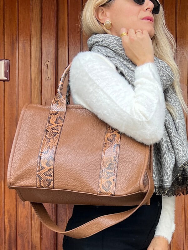 Snake Tote Bag in Cognac