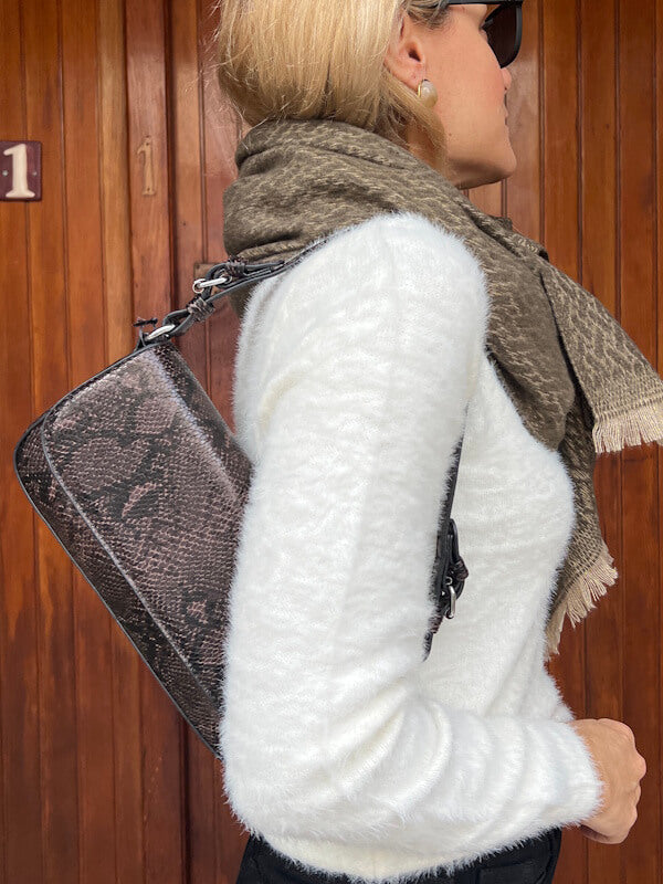 Snake Clutch in Black/Brown