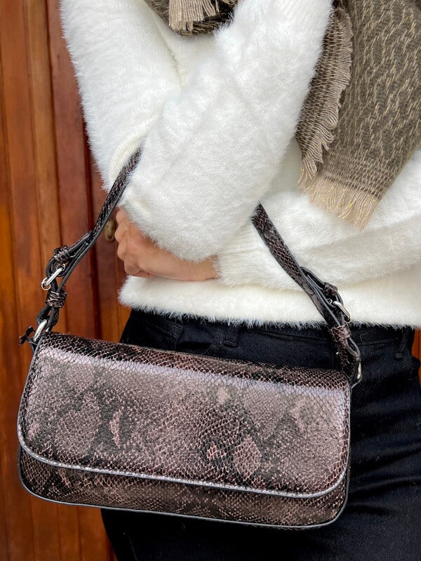 Snake Clutch in Black/Brown