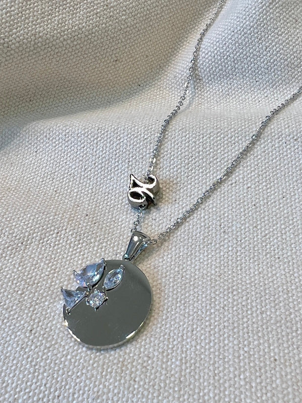 Lucky 26 Crystal Charm in Silver