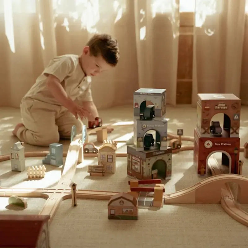 Little Dutch Σετ παιχνιδιού τρενάκι με ράγες και οχήματα XL