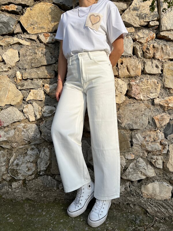 Wide Leg Jeans - White