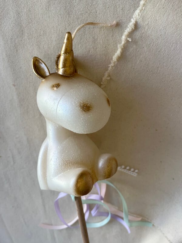 Handmade 3D Unicorn Λαμπάδα - Beige