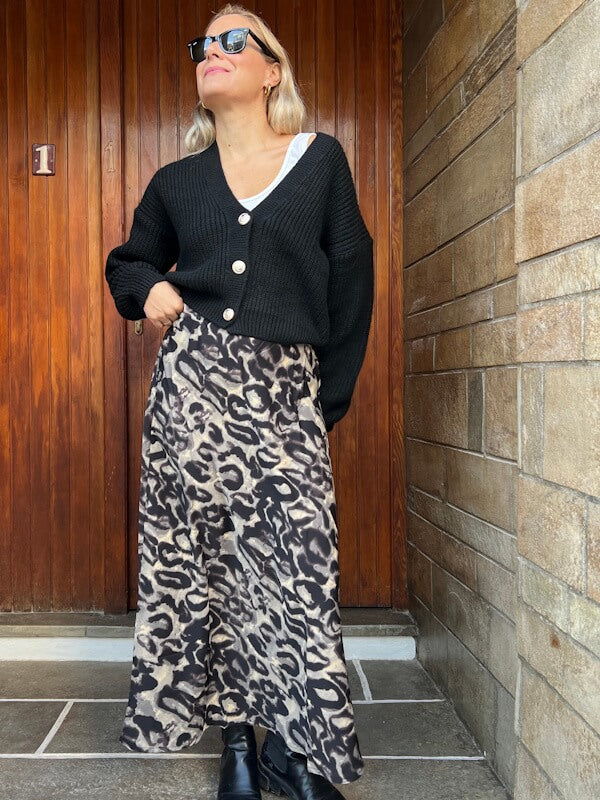Leopard Renzo Skirt in Brown