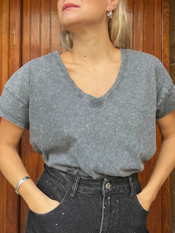 Grey V Tee