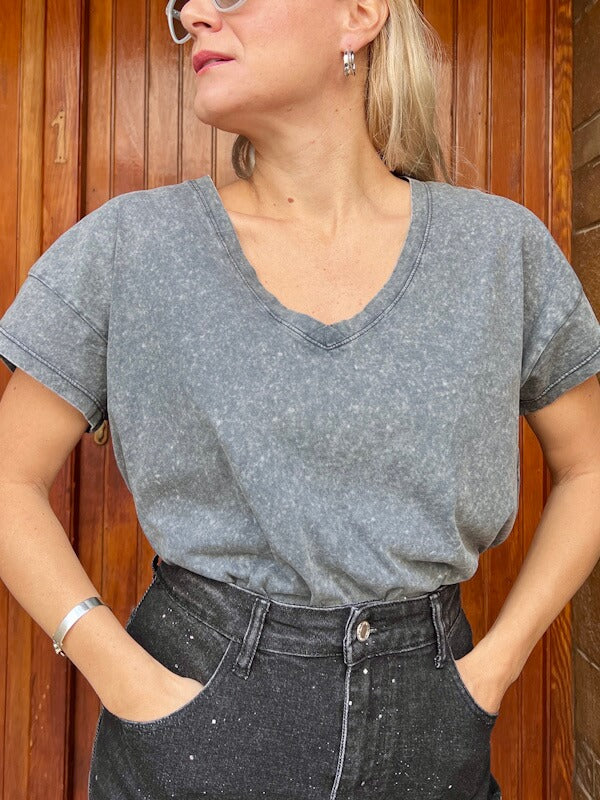 Grey V Tee