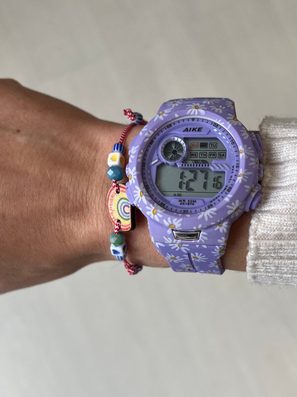 Digital Watch Daisies – Purple