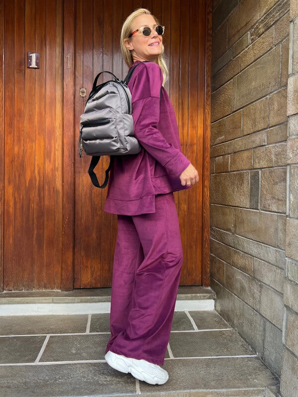 Velour Comfort Pants in Wine