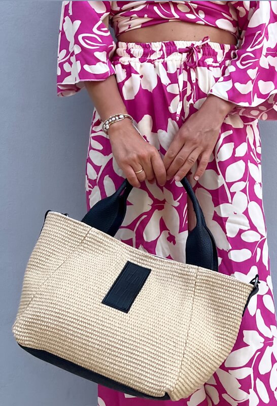 Elena Athanasiou Classy Handbag Vegan Straw Beige