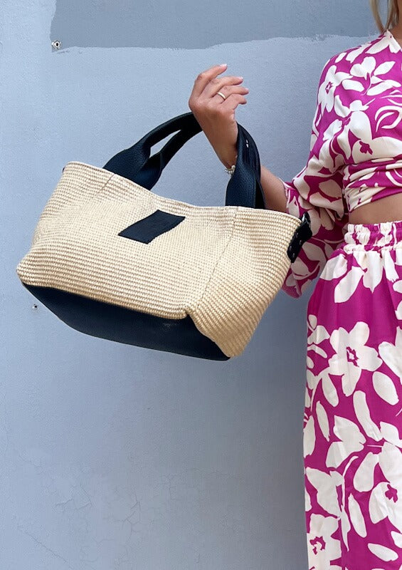 Elena Athanasiou Classy Handbag Vegan Straw Beige