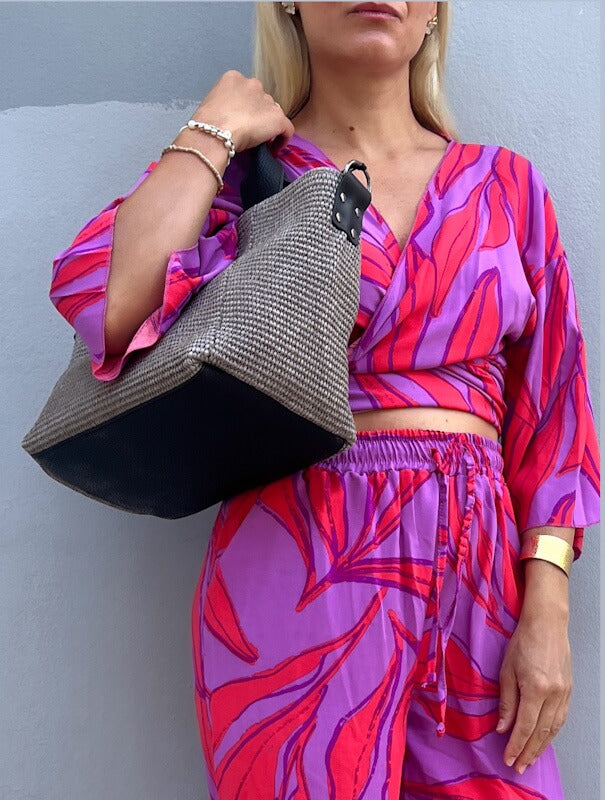 Elena Athanasiou Classy Handbag Vegan Straw Grey