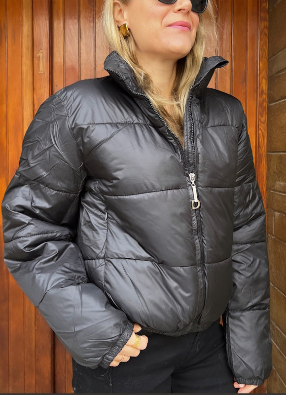 Crop Puffer in Black