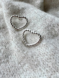 Twisted Heart Earrings in Silver