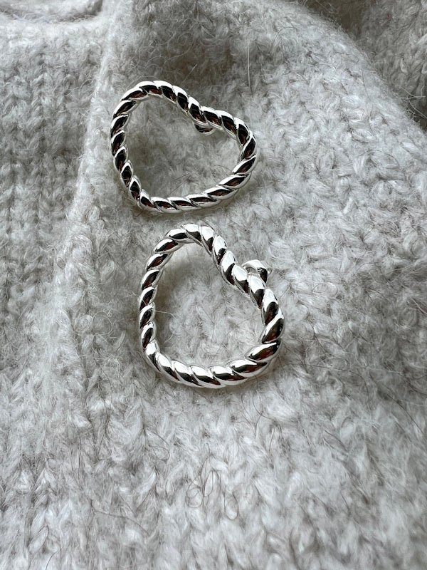 Twisted Heart Earrings in Silver
