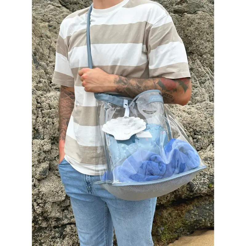 Play and Store Διάφανη τσάντα με διάτρητο πάτο Blue