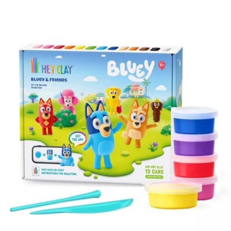 Hey Clay Bluey & Friends Character Set με 15 Βαζάκια Πηλό