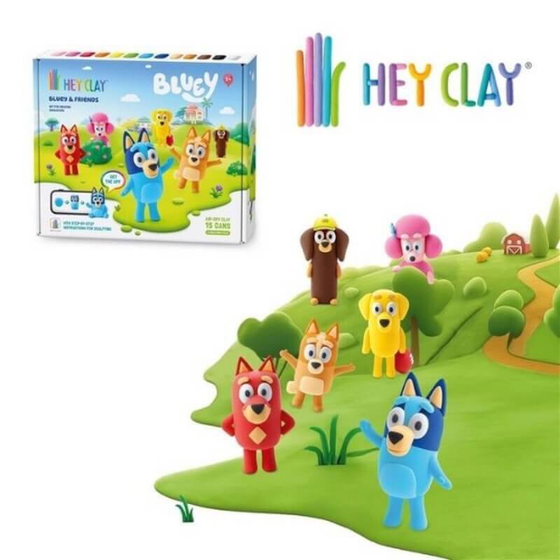 Hey Clay Bluey & Friends Character Set με 15 Βαζάκια Πηλό