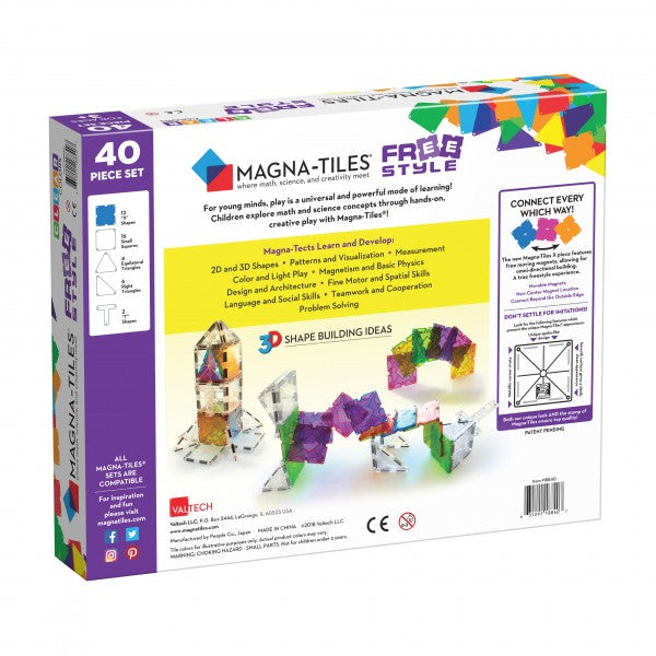 Μαγνητικά Πλακίδια Magna-Tiles Πλακίδια μαγνητικά Πλακίδια Freestyle σετ 40τμχ