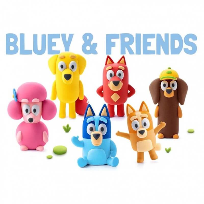 Hey Clay Bluey & Friends Character Set με 15 Βαζάκια Πηλό