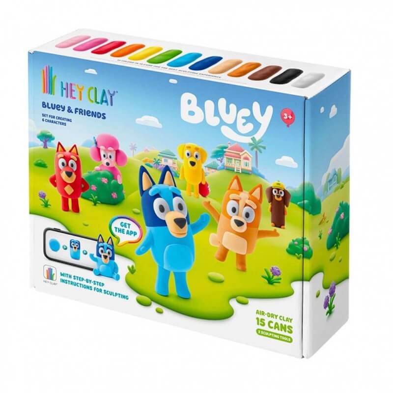 Hey Clay Bluey & Friends Character Set με 15 Βαζάκια Πηλό