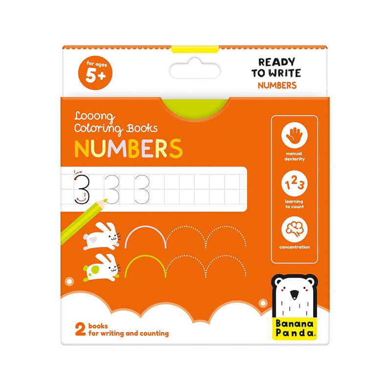 Banana Panda LOOONG COLORING BOOKS READY TO WRITE NUMBERS 5+