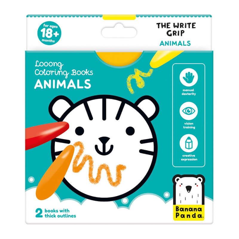 Banana Panda LOOONG COLORING BOOKS THE WRITE GRIP ANIMALS 18M+
