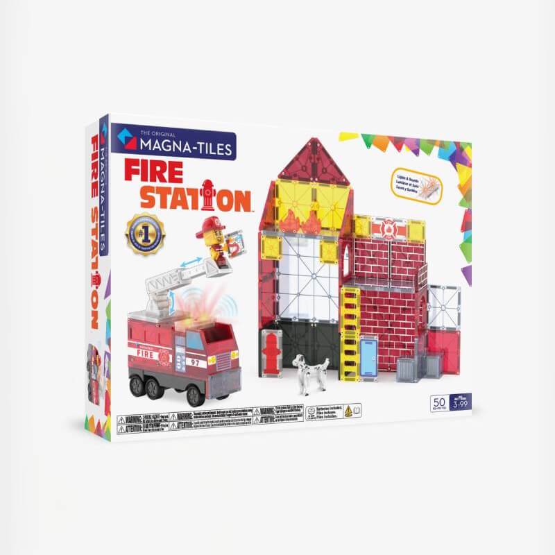 Magna-Tiles Παιχνίδι 90 Μαγνητικά κομματιών Fire Station