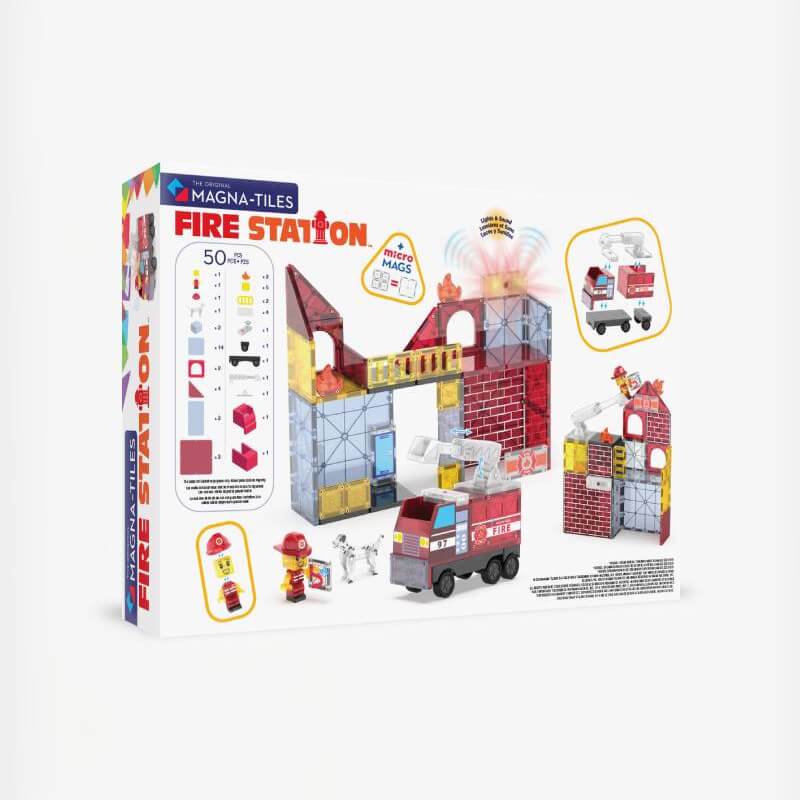 Magna-Tiles Παιχνίδι 90 Μαγνητικά κομματιών Fire Station