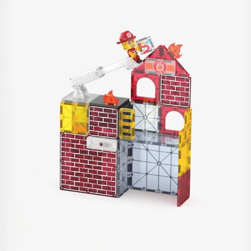 Magna-Tiles Παιχνίδι 90 Μαγνητικά κομματιών Fire Station