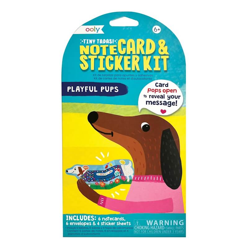 Ooly Tiny Tadas! Note Cards and Sticker Set - Playful Pups