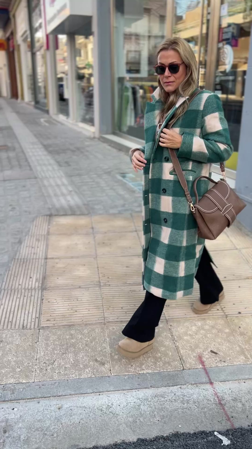 Gingham Coat in Green