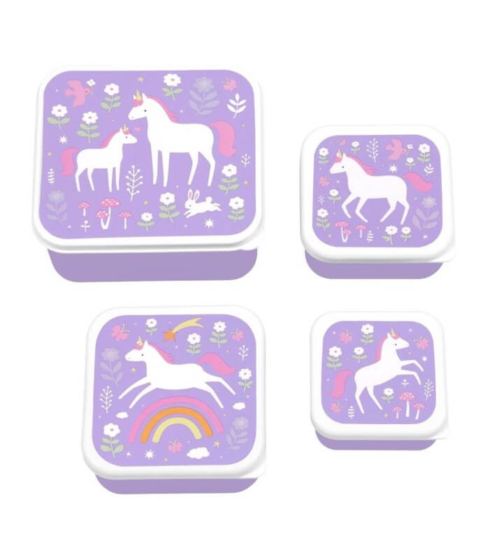 A Little Lovely Company - 4 Lunch & Snack Boxes - Unicorn Dreams